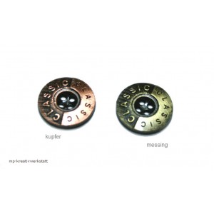 1 Stk Knopf Metall, für Jeanskleidung, 4-Loch  Dm 16,5mm - Farbwahl